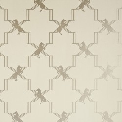 Horse Trellis Metallic Stone Wallpaper