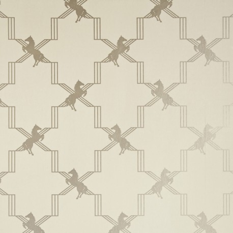 Horse Trellis Metallic Stone Wallpaper