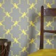 Horse Trellis Yellow on Grey Wallpaper