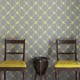 Horse Trellis Yellow on Grey Wallpaper