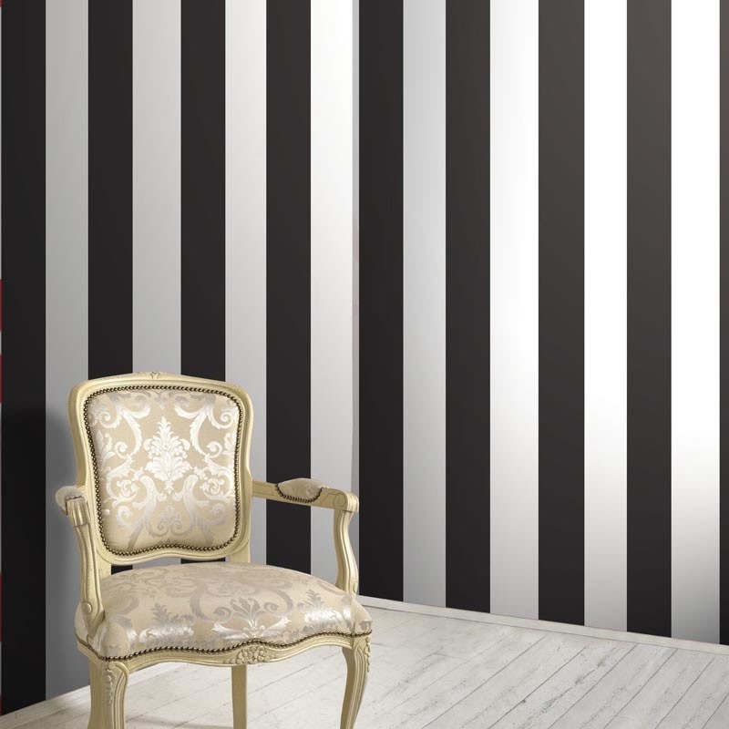 Henley Stripe Black  White  Wallpaper  Bloomsbury 