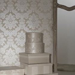 Versalles Cream Silver Ivory Damask