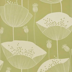 Poppy Cottage Green Floral Wallpaper