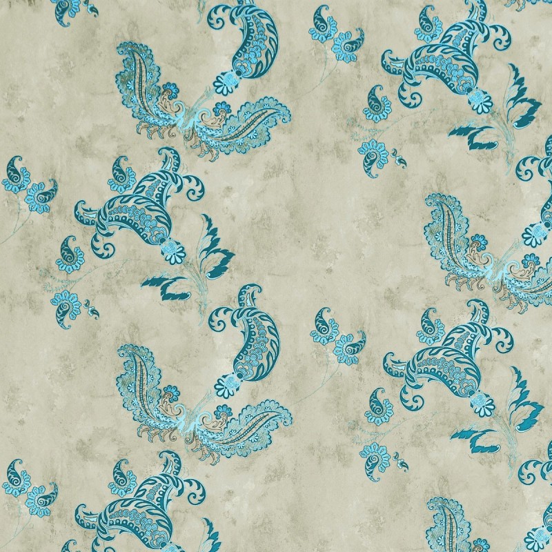 Paisley Turquoise Wallpaper, Barneby Gates Wallpaper, BG0800202 Wallpaper