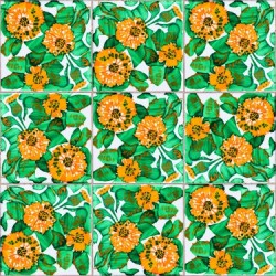 Daisy Tiles Green Wallpaper